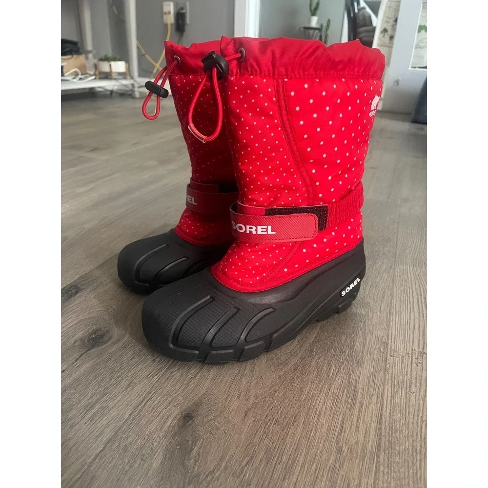 Sorel Kids Flurry Red Polka Dot Waterproof Winter Snow Boots